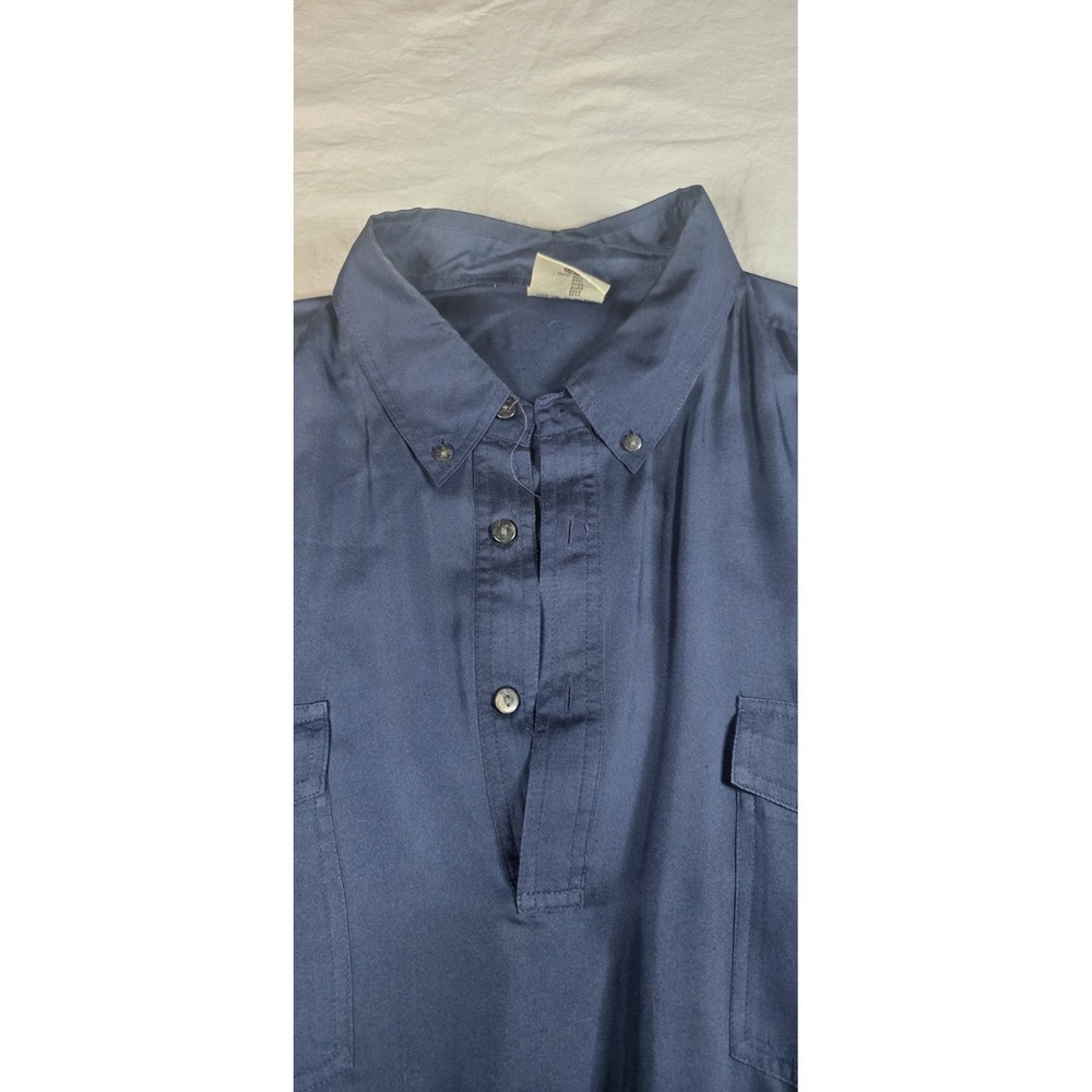 Angelo Litrico Vintage Blue Polo Shirt XL Banded Bottom Silk Feel Retro Bomber - Picture 2 of 10